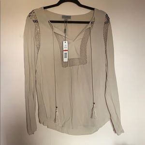 Tan long sleeve blouse